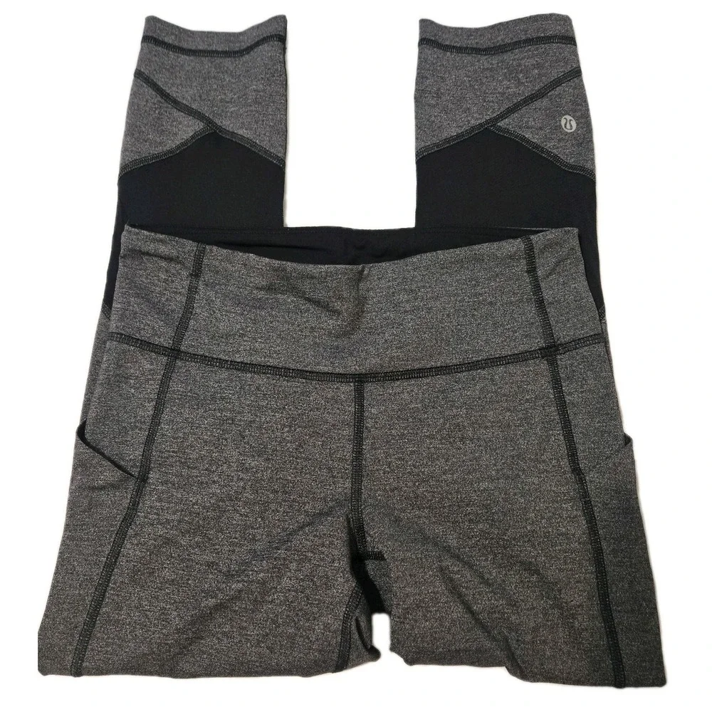 Lululemon Women's Pace Rival Crop Leggings Size 4, Heather Gray/Black